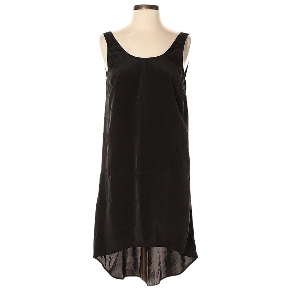 Vero Moda Jo Tira Satin High Low Mini Dress XS Black Sleeveless Scoop Neck Slip